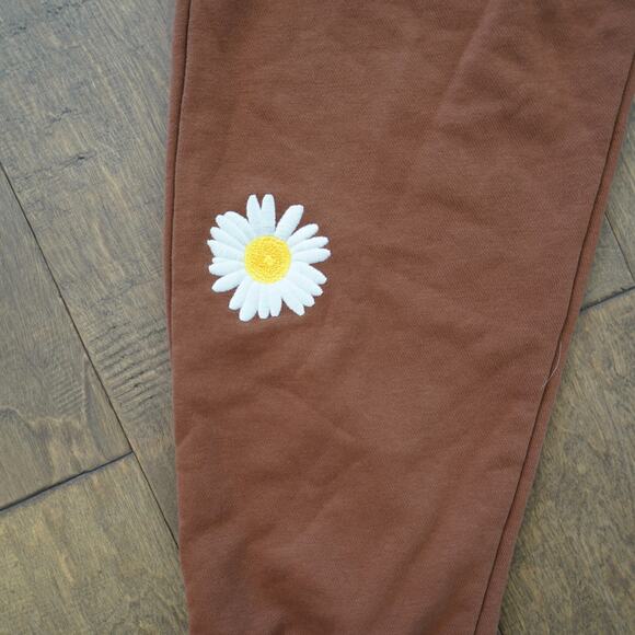 Nike Sportswear Embroidered Sunflower Brown French Terry Joggers Size: Large - Picture 6 of 9